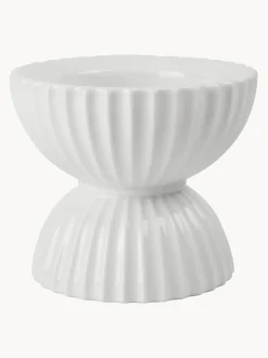 Portacandele In Porcellana Con Superficie Scanalata Tura