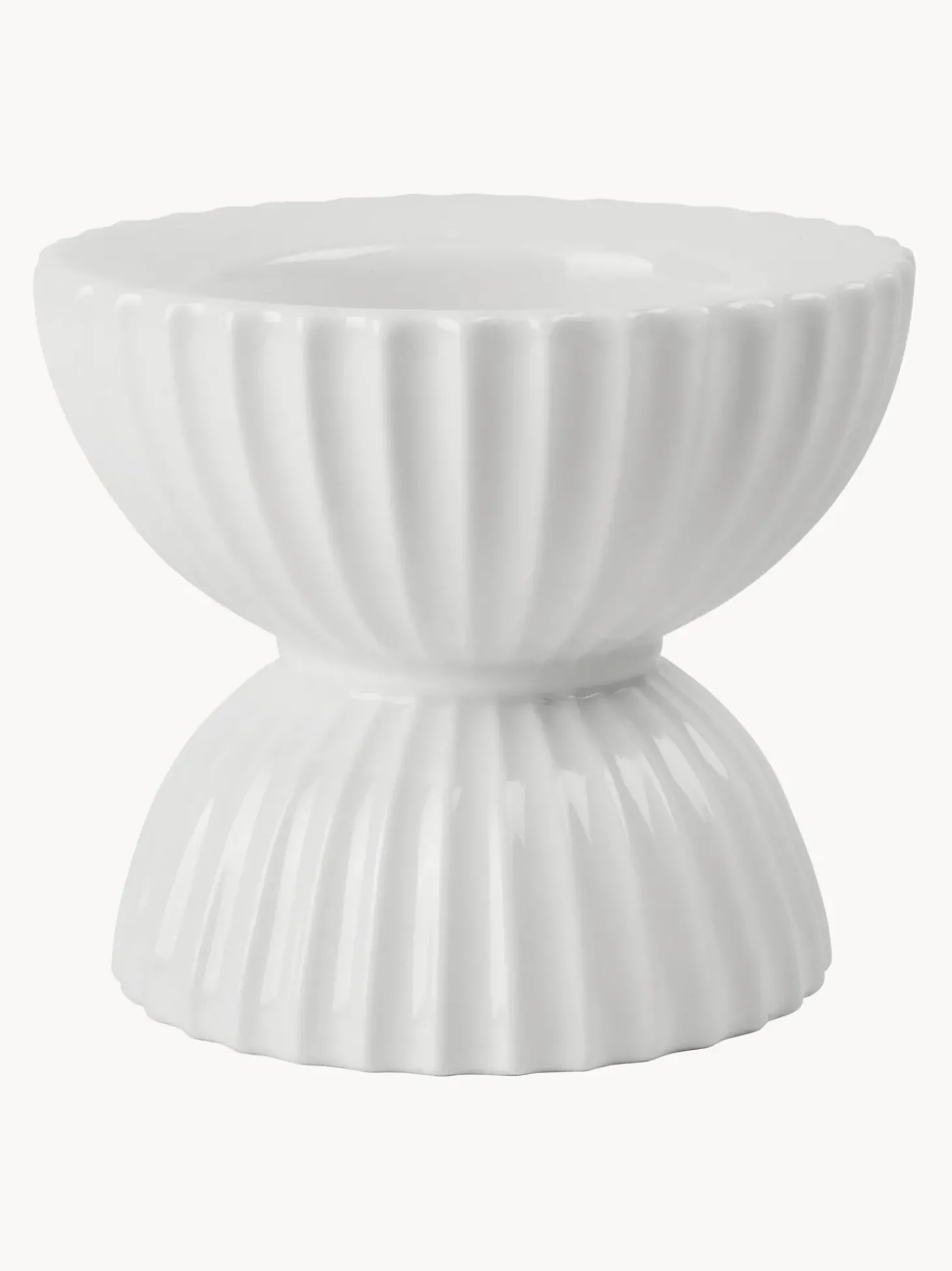 Portacandele In Porcellana Con Superficie Scanalata Tura