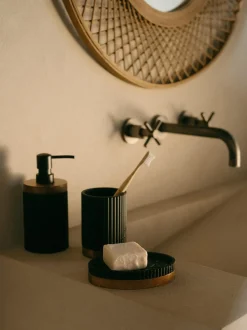 Portaspazzolino Con Dettaglio In Legno Laura