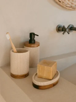 Portaspazzolino Con Dettaglio In Legno Laura