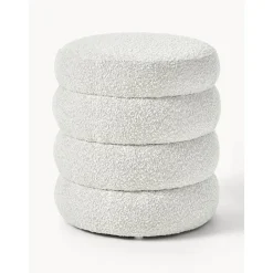 Pouf In Tessuto Boucle Alto