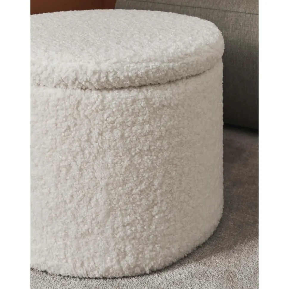 Pouf In Tessuto Teddy Con Vano Contenitore Alida