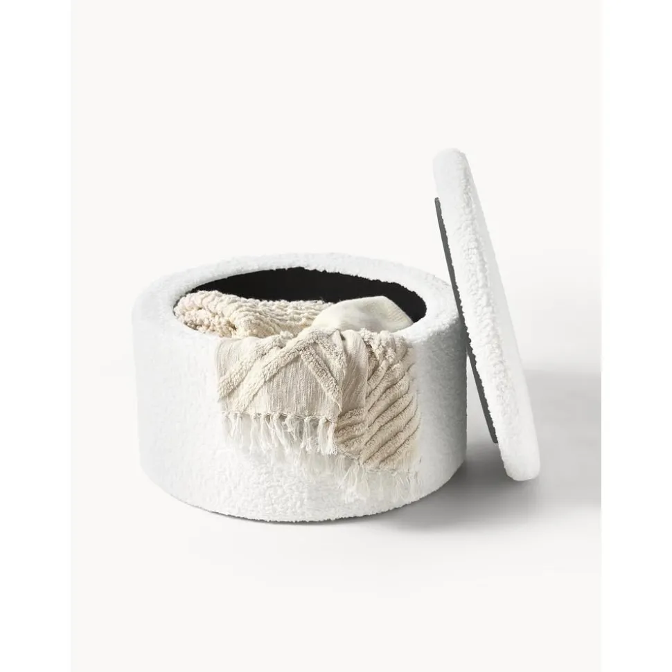 Pouf Xl In Tessuto Teddy Con Vano Contenitore Alida