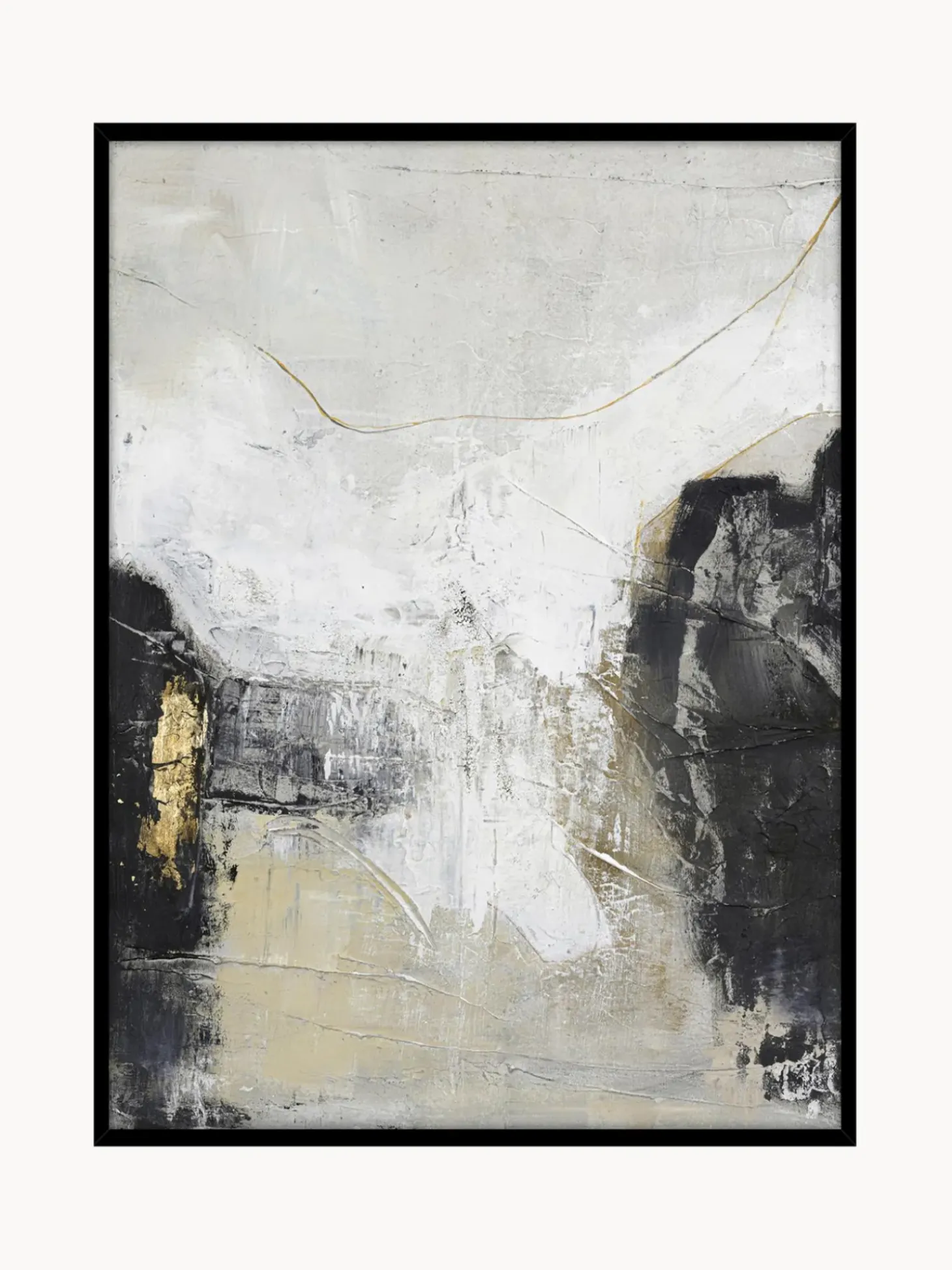 Quadro Dipinto A Mano Con Cornice In Legno White Noir