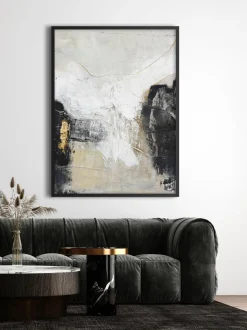 Quadro Dipinto A Mano Con Cornice In Legno White Noir