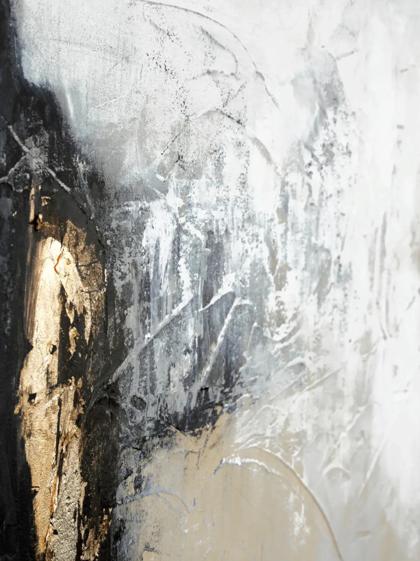 Quadro Dipinto A Mano Con Cornice In Legno White Noir