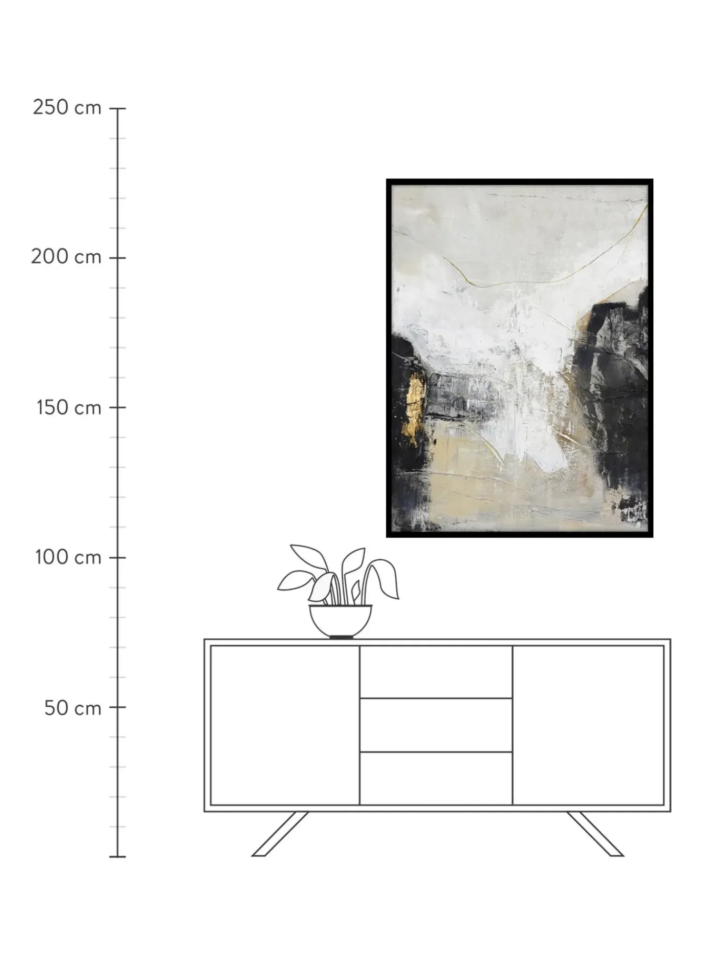 Quadro Dipinto A Mano Con Cornice In Legno White Noir