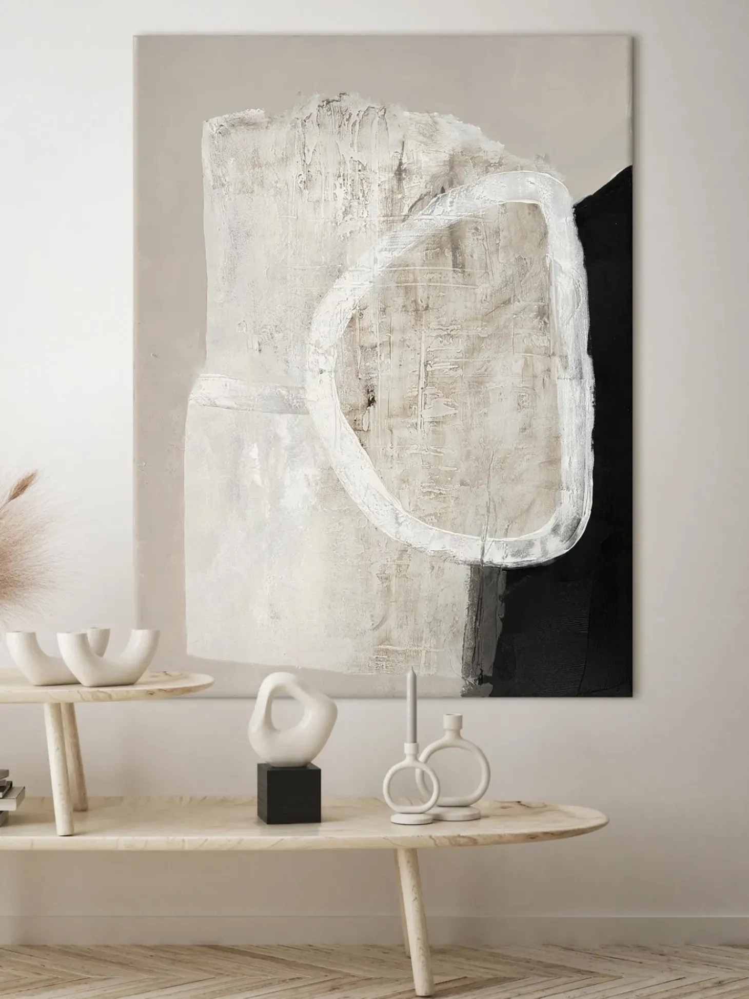 Quadro Su Tela Dipinto A Mano White Stone