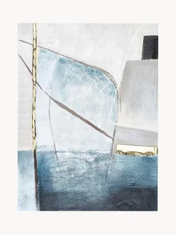 Quadro Su Tela Dipinto A Mano Golden Blue Ii