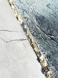 Quadro Su Tela Dipinto A Mano Golden Blue I