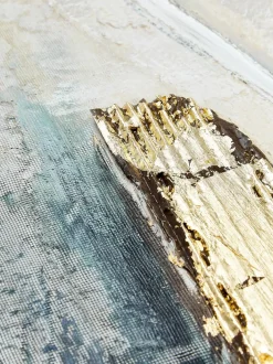 Quadro Su Tela Dipinto A Mano Golden Blue I