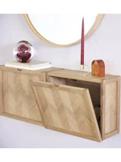 Scarpiera Da Parete A Spina Di Pesce In Legno Di Quercia Herringbone