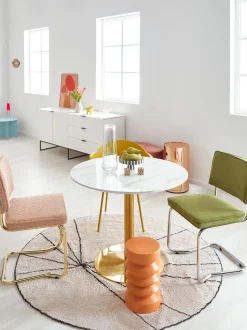 Sedia Cantilever In Velluto A Coste Kink