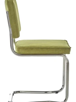 Sedia Cantilever In Velluto A Coste Kink