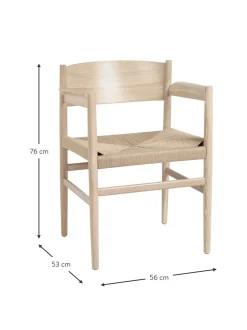 Sedia Con Braccioli Con Seduta Intrecciata Nestor, Fatta A Mano