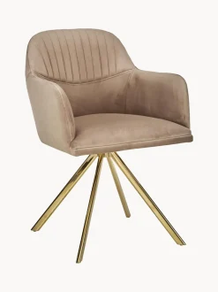 Sedia Con Braccioli Girevole In Velluto Lola