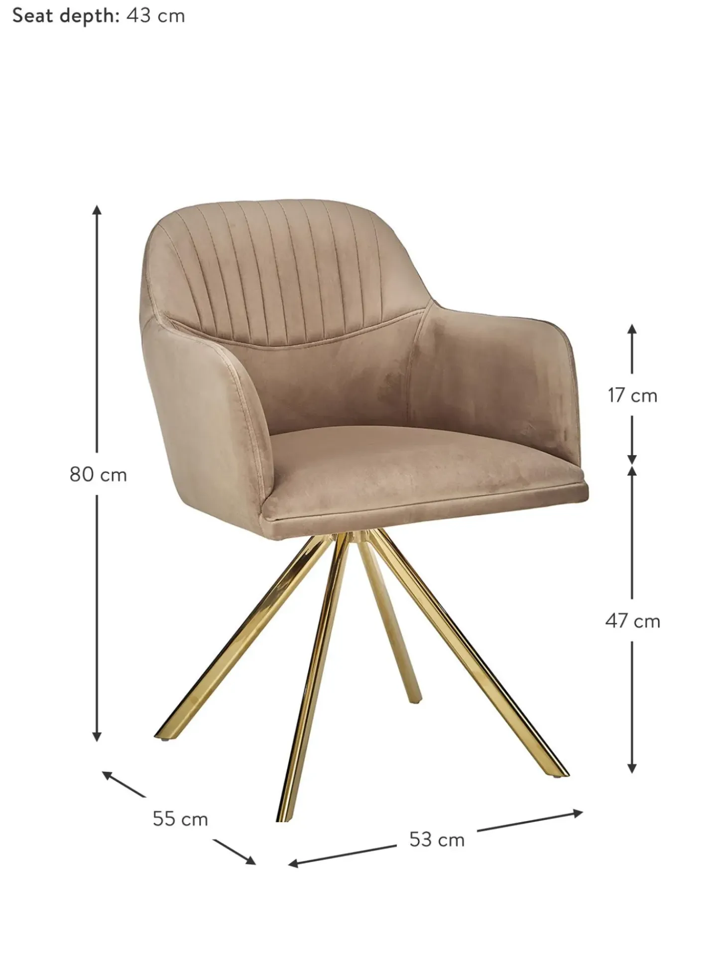 Sedia Con Braccioli Girevole In Velluto Lola