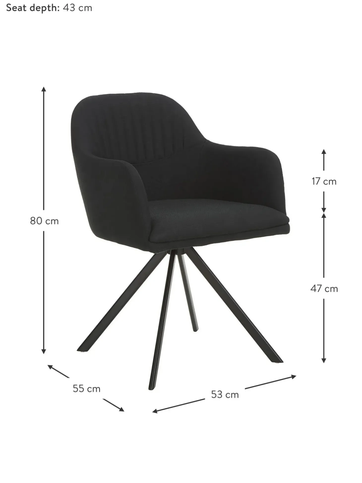 Sedia Con Braccioli Girevole Imbottita Lola