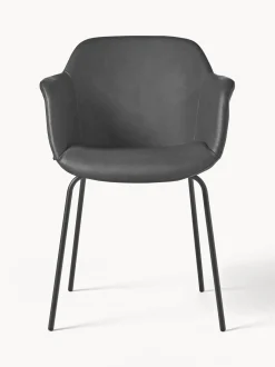 Sedia Con Braccioli In Similpelle Con Seduta Stretta Fiji