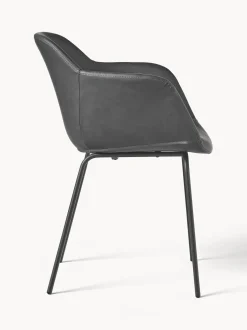 Sedia Con Braccioli In Similpelle Con Seduta Stretta Fiji