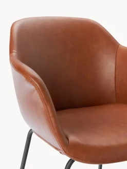 Sedia Con Braccioli In Similpelle Con Seduta Stretta Fiji