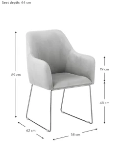 Sedia Con Braccioli In Velluto Isla