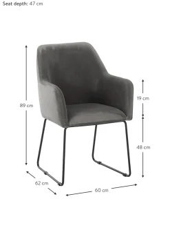 Sedia Con Braccioli In Velluto Isla