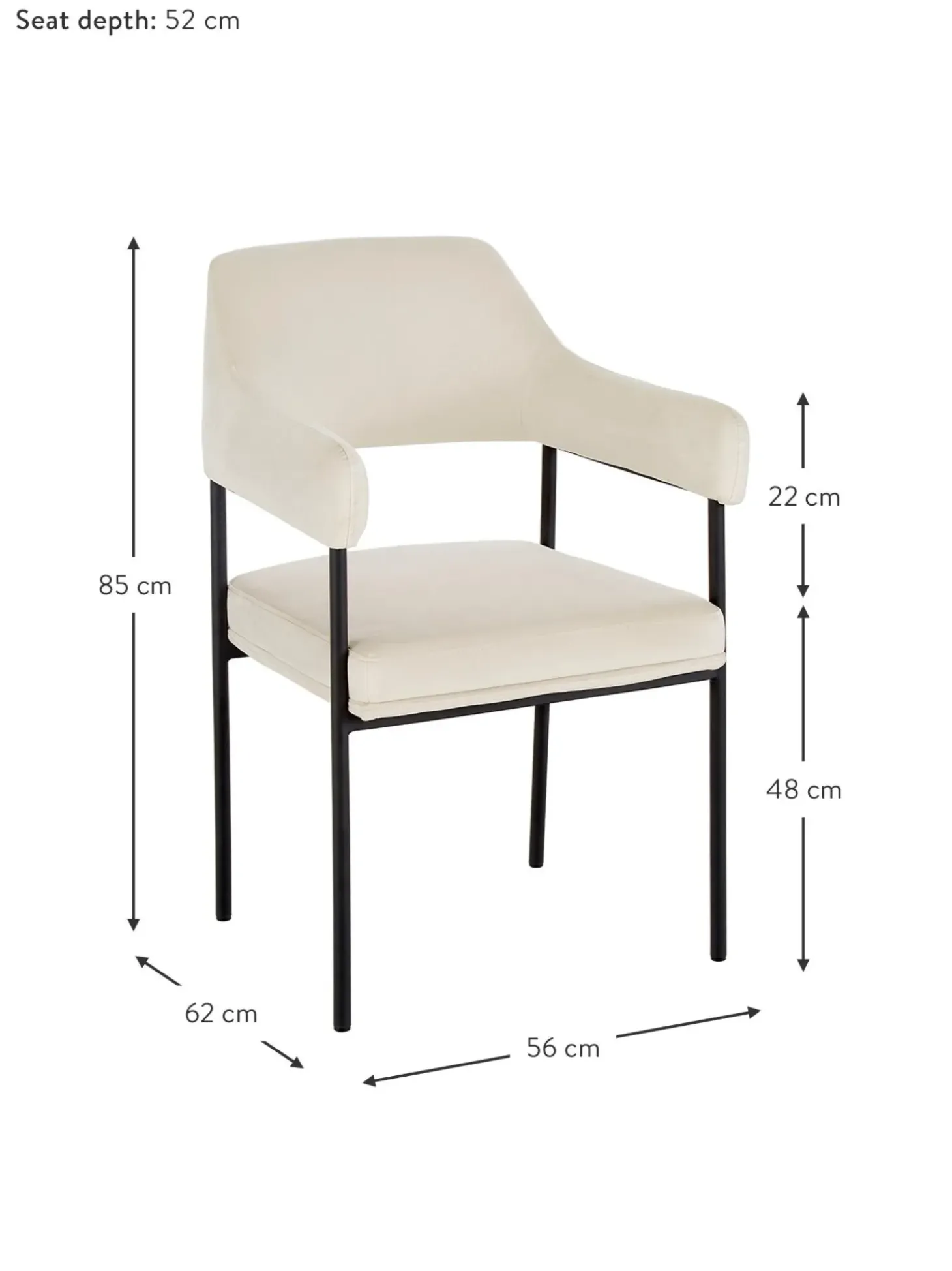 Sedia Con Braccioli In Velluto Zoe