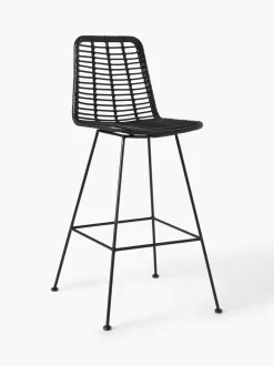 Sedia Da Bar In Polyrattan Con Gambe In Metallo Costa