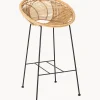 Sedia Da Bar In Rattan Con Gambe In Metallo Yonne