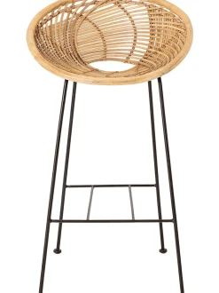 Sedia Da Bar In Rattan Con Gambe In Metallo Yonne