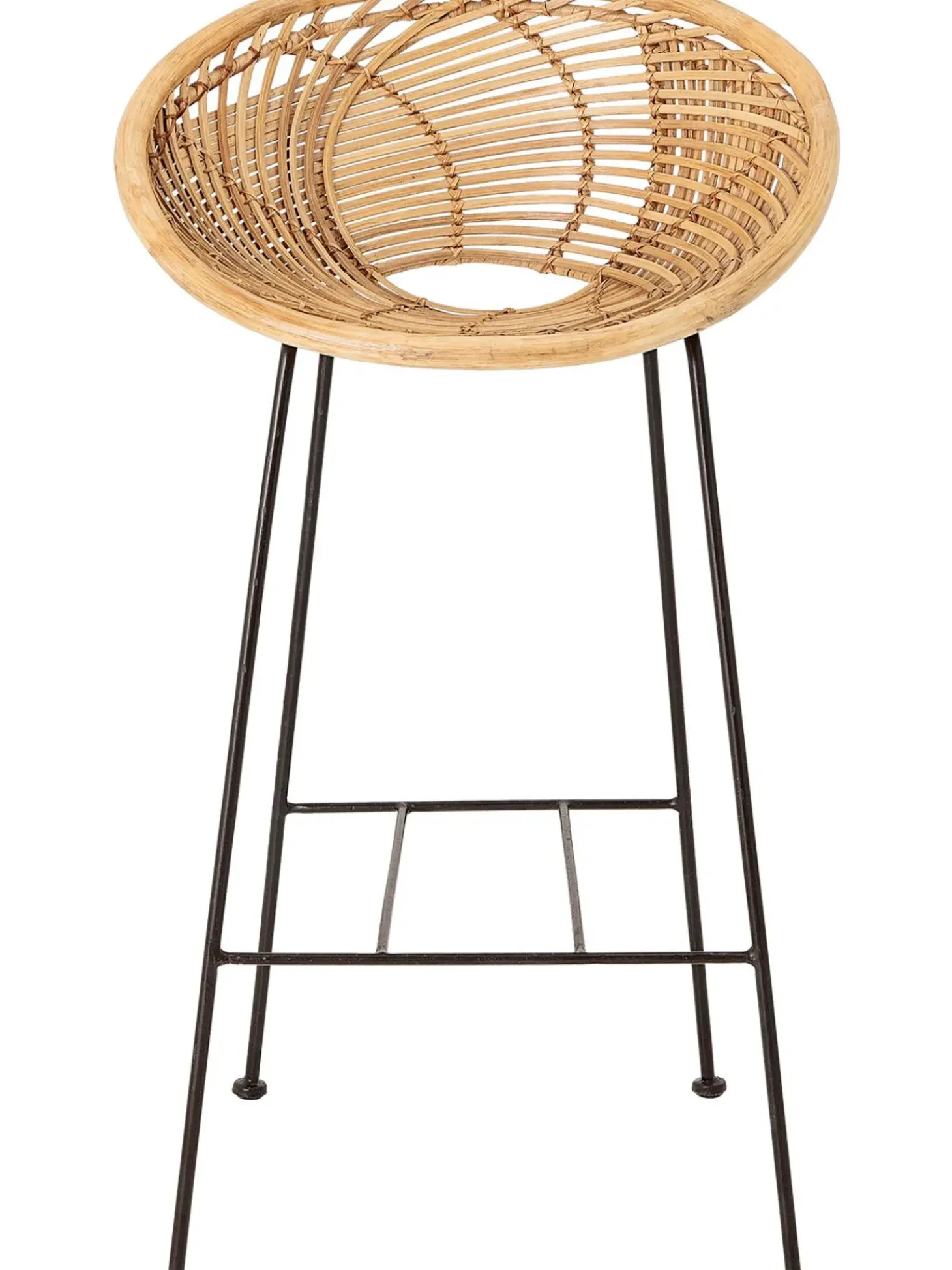 Sedia Da Bar In Rattan Con Gambe In Metallo Yonne