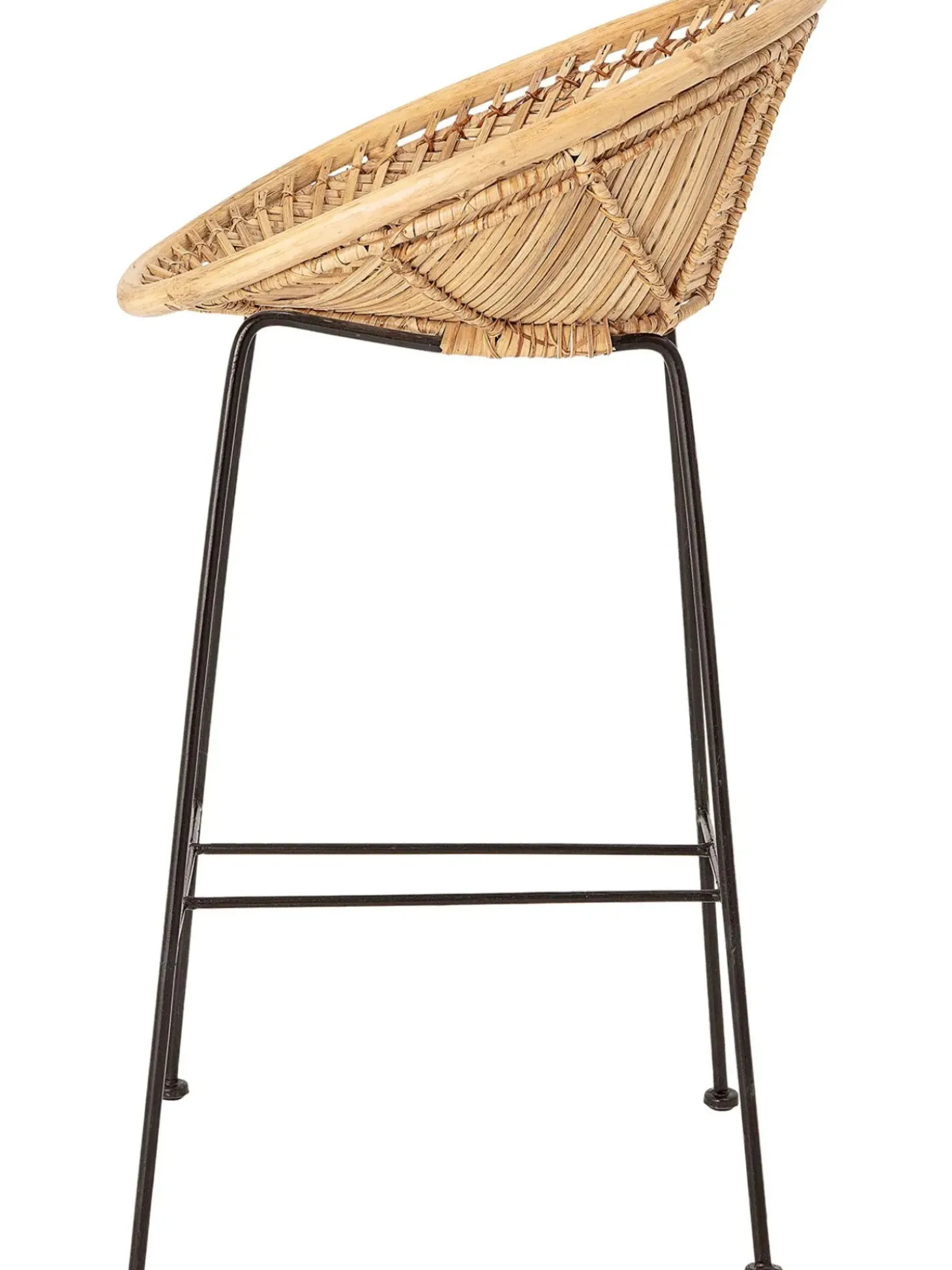 Sedia Da Bar In Rattan Con Gambe In Metallo Yonne