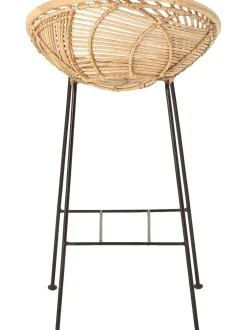 Sedia Da Bar In Rattan Con Gambe In Metallo Yonne