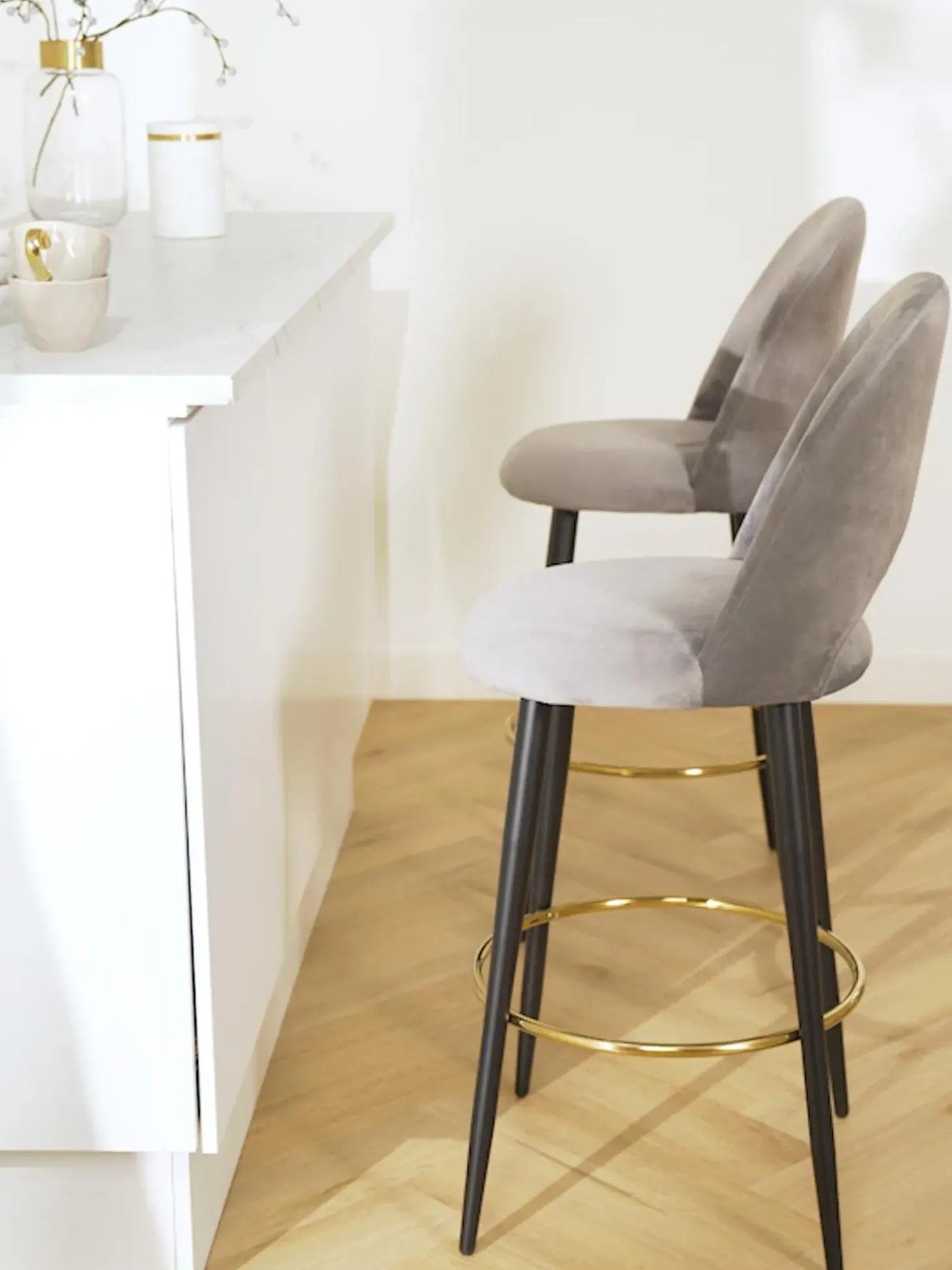 Sedia Da Bar In Velluto Rachel