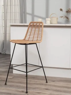 Sedia Da Bar Intrecciata Con Gambe In Metallo Costa