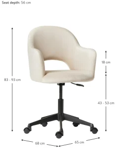 Sedia Da Scrivania In Velluto Rachel, Regolabile In Altezza