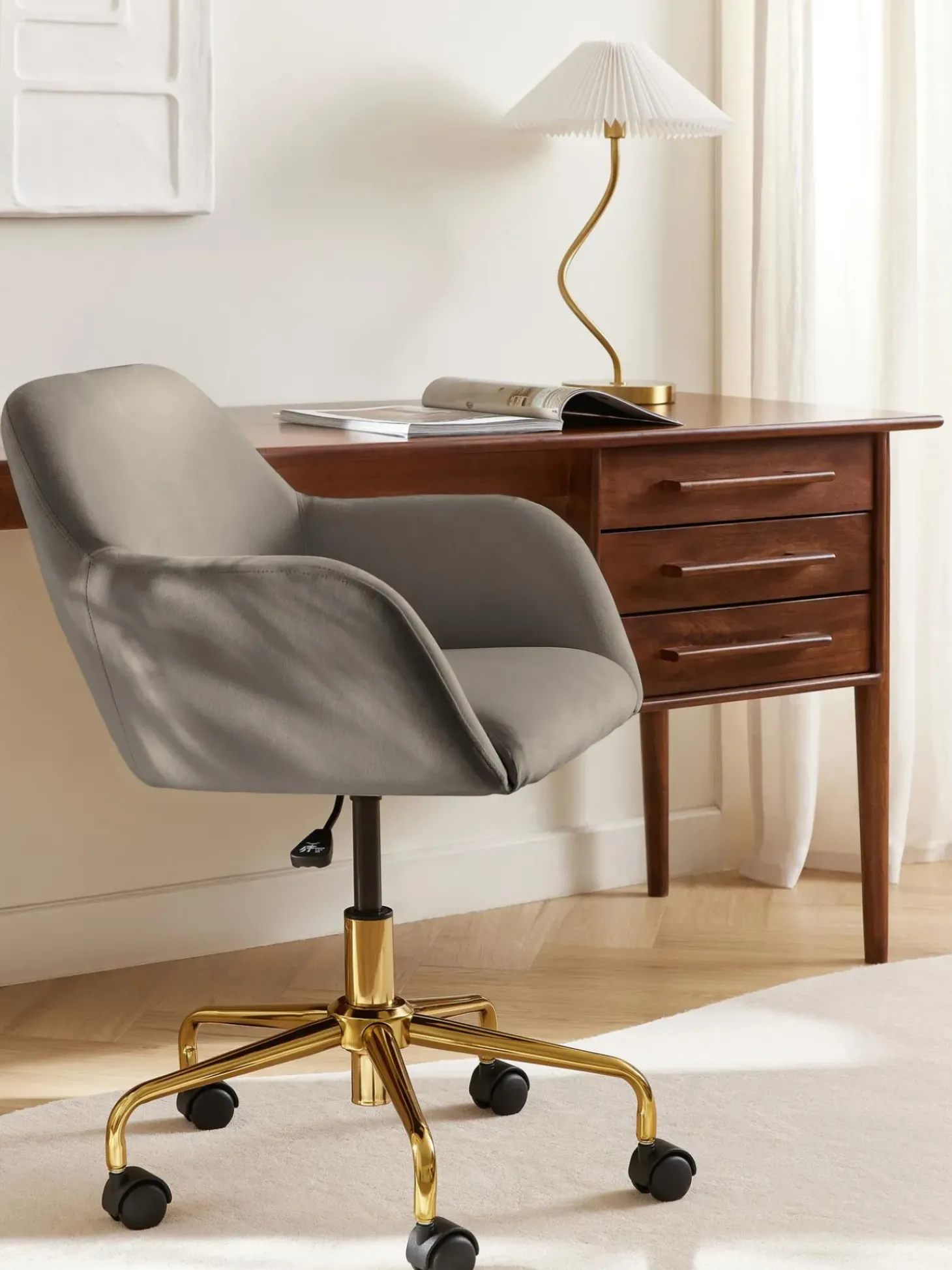 Sedia Da Scrivania In Velluto Lucie