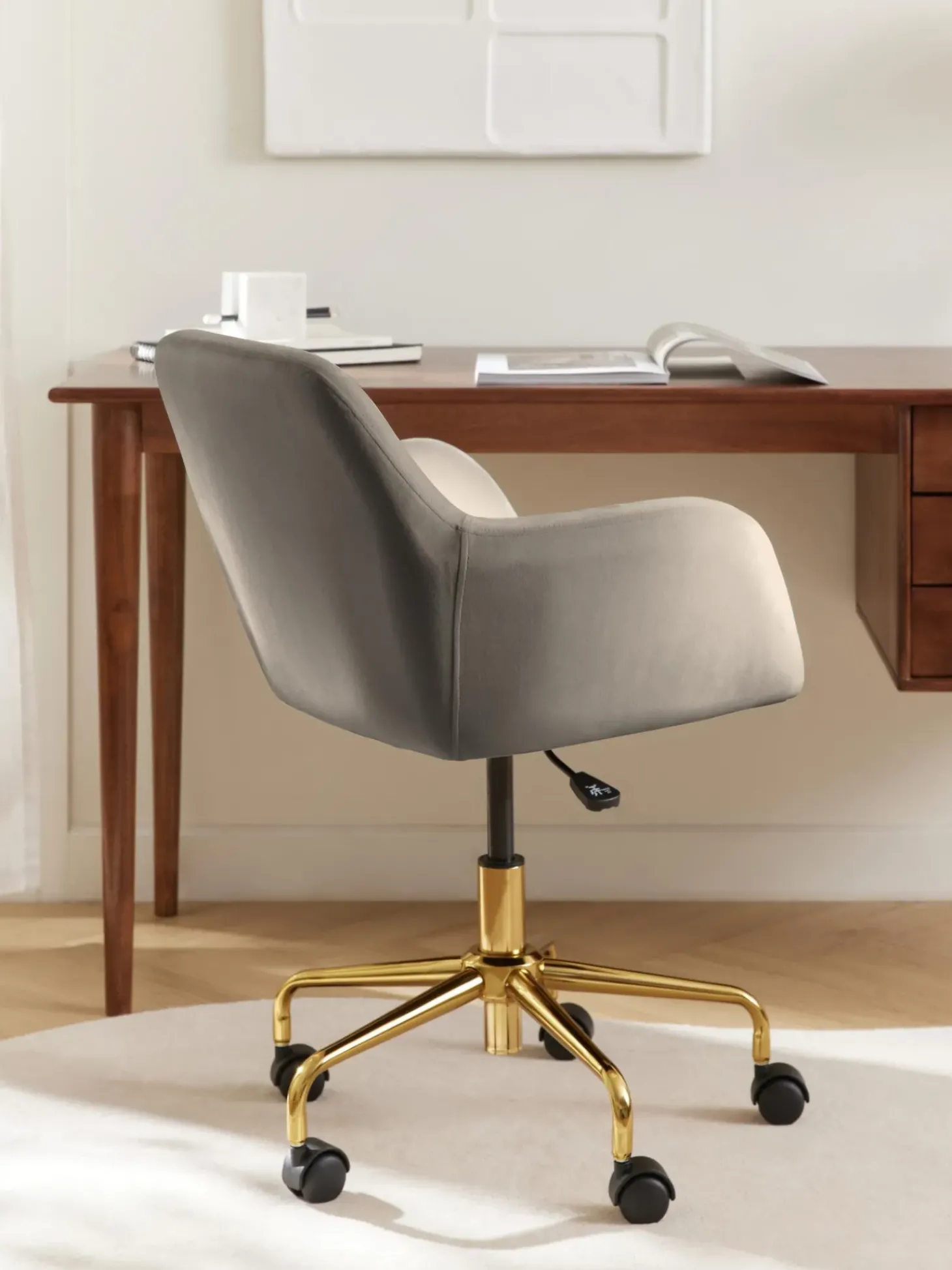 Sedia Da Scrivania In Velluto Lucie