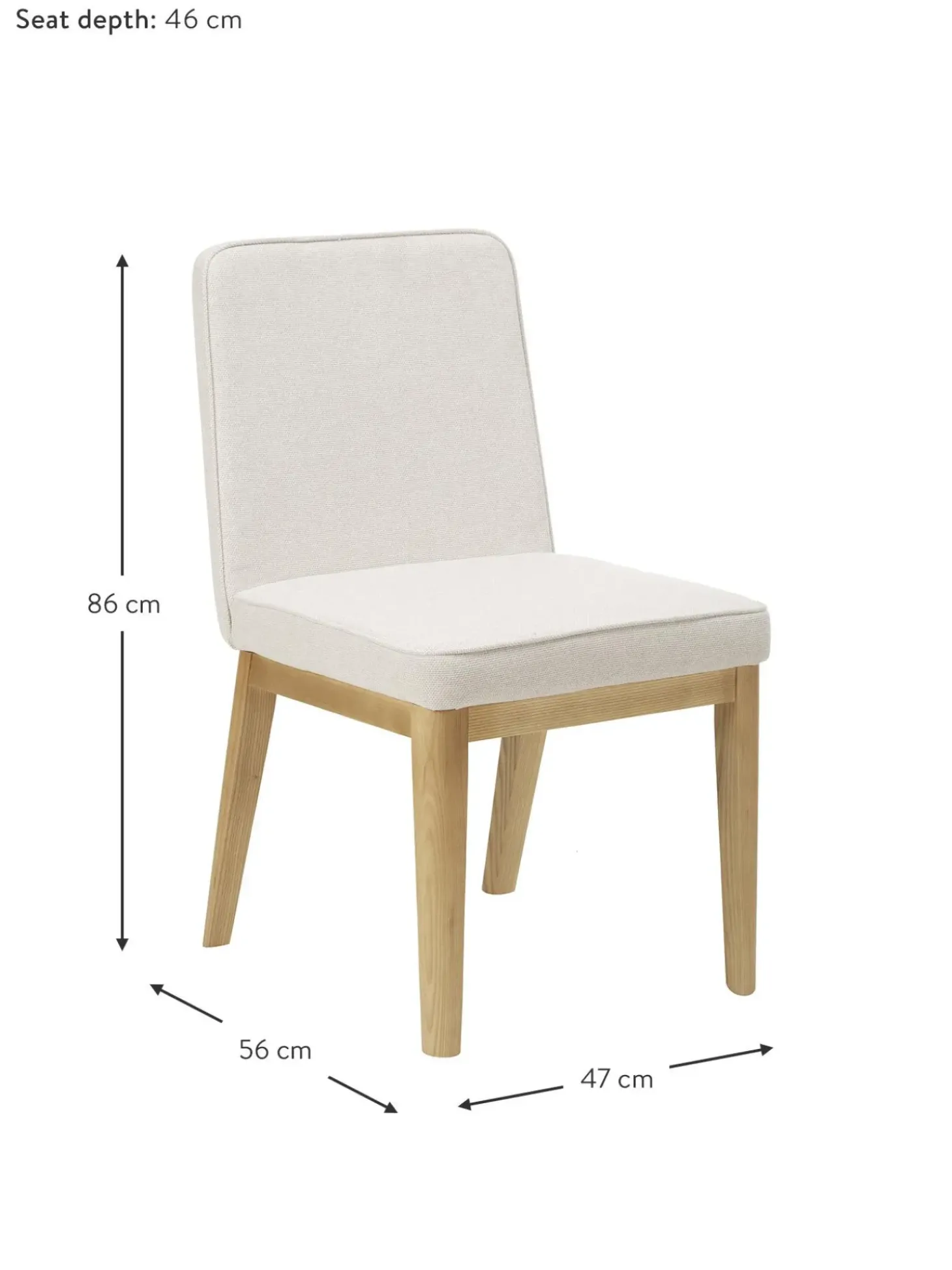 Sedia Imbottita In Tessuto Bianco Crema Koga