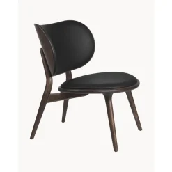 Sedia In Pelle Con Gambe In Legno Rocker, Fatta A Mano