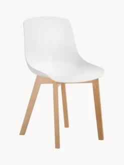 Sedia In Plastica Con Gambe In Legno Dave 2 Pz