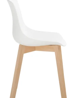 Sedia In Plastica Con Gambe In Legno Dave 2 Pz
