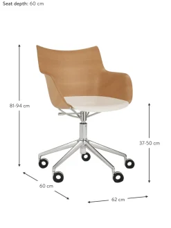 Sedia Per Scrivania Con Braccioli Regolabile In Altezza Q/Wood