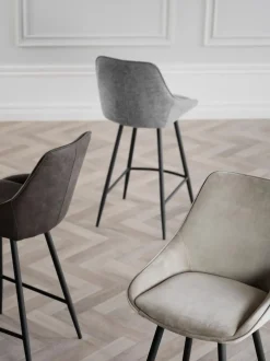 Sediada Bar In Velluto Con Gambe In Metallo Sierra