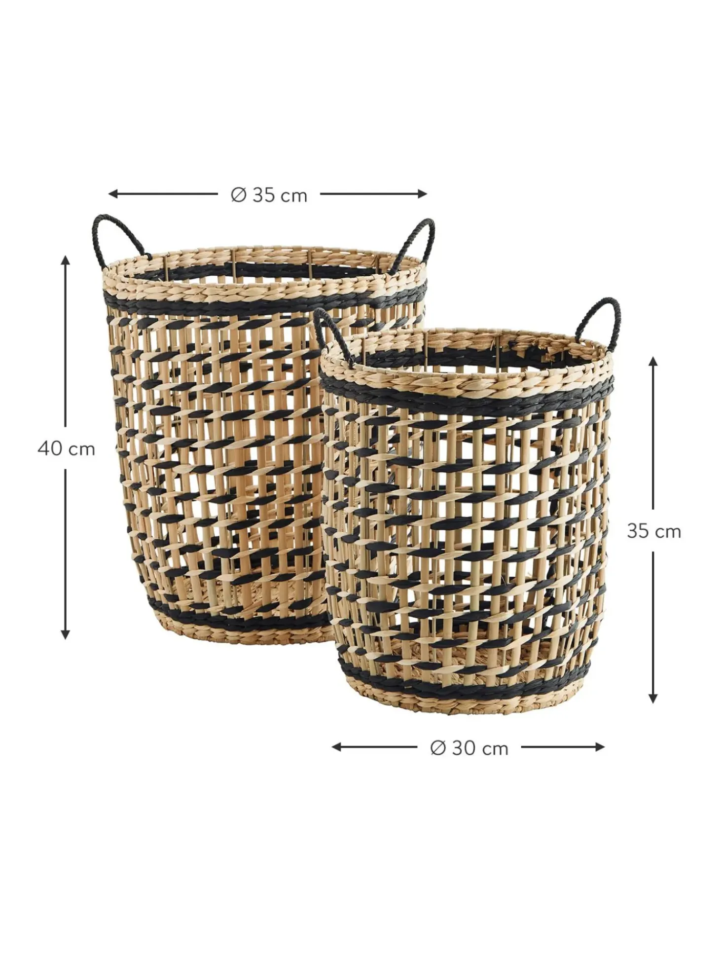 Set 2 Cesti Portaoggetti In Vimini Di Giunco Anna