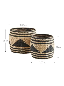 Set 2 Cesti Portaoggetti In Vimini Di Giunco Pyramid