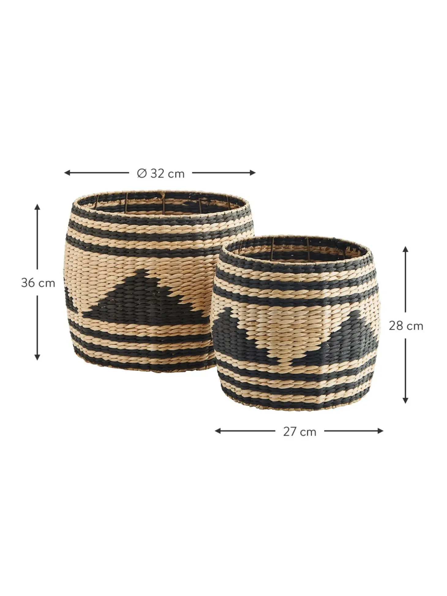 Set 2 Cesti Portaoggetti In Vimini Di Giunco Pyramid