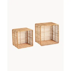 Set 2 Mensole Da Parete In Rattan Zeya