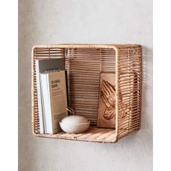 Set 2 Mensole Da Parete In Rattan Zeya